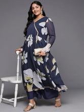 Plus Size Floral Printed Zari Angrakha Kurta with Palazzos-AP-AHKUPZ-COMBO-568